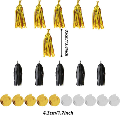 Schwarze Gold Party Deko Set 41-teilig Pompoms Girlande Geburtstag Hochzeit