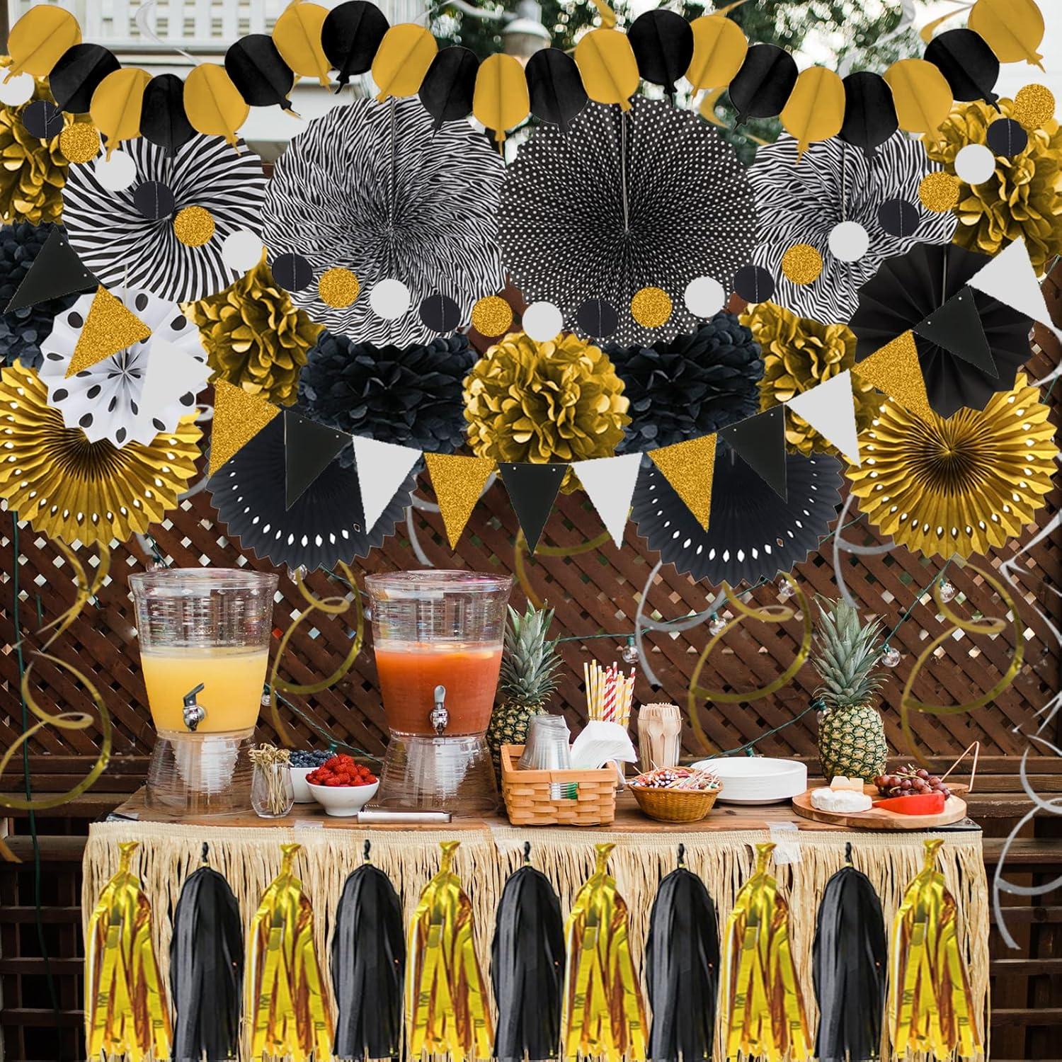 ZERODECO Party Dekoration Set Schwarz Gold 41 Stück