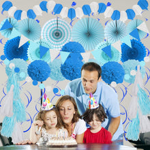 Blau Party Deko Set 41 Stück Pompoms Girlande Hochzeit