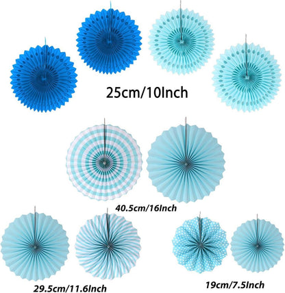 Blau Papier Party Deko Set Pompoms Girlande für Geburtstag Hochzeit Fasching