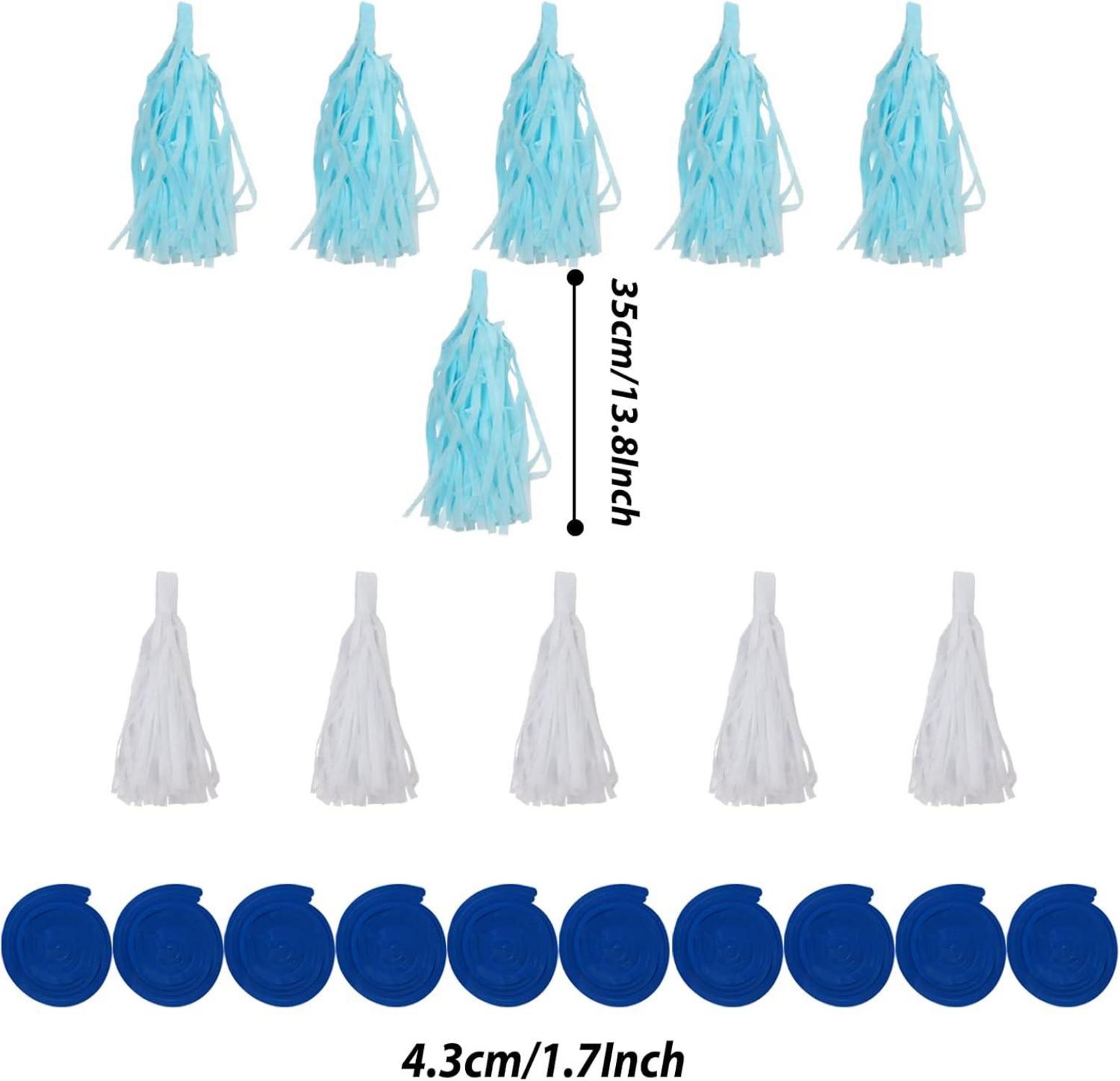 Blau Papier Party Deko Set Pompoms Girlande für Geburtstag Hochzeit Fasching