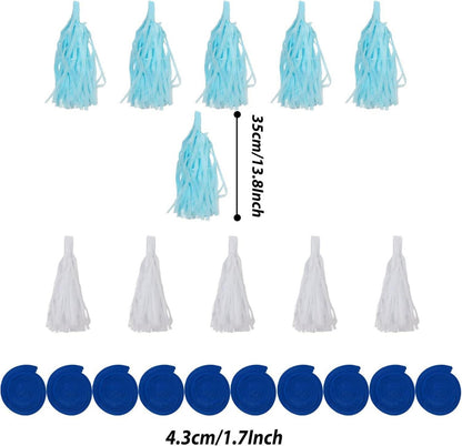 Blau Papier Party Deko Set Pompoms Girlande für Geburtstag Hochzeit Fasching