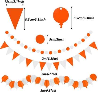 Orange Party Deko Set - Pompoms, Girlande, Dekoration - 41-teilig