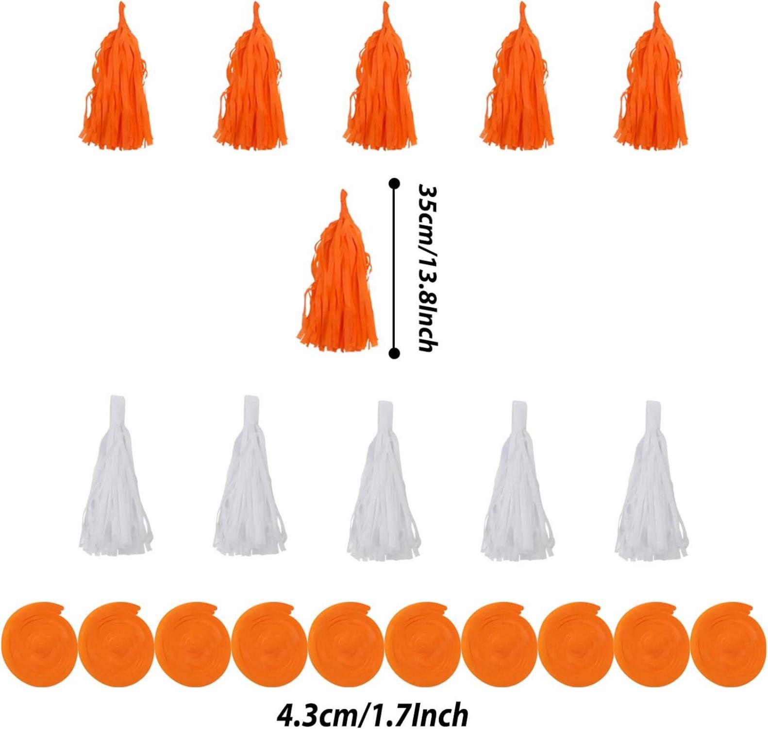 Orange Party Deko Set 41-teilig Pompoms Girlande Hochzeit Halloween