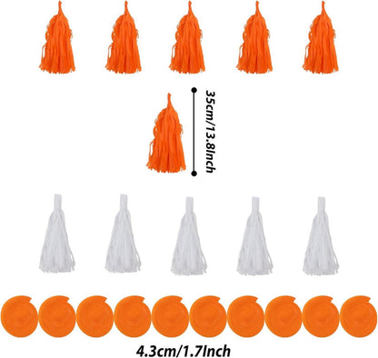 Orange Party Deko Set 41-teilig Pompoms Girlande Hochzeit Halloween