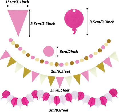 Rosa Party Deko Set 41-teilig Papier Pompoms Girlande Hochzeit Geburtstag