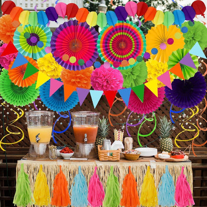 Mexikanische Party Deko 41 Stück Mehrfarbig Papier Girlande