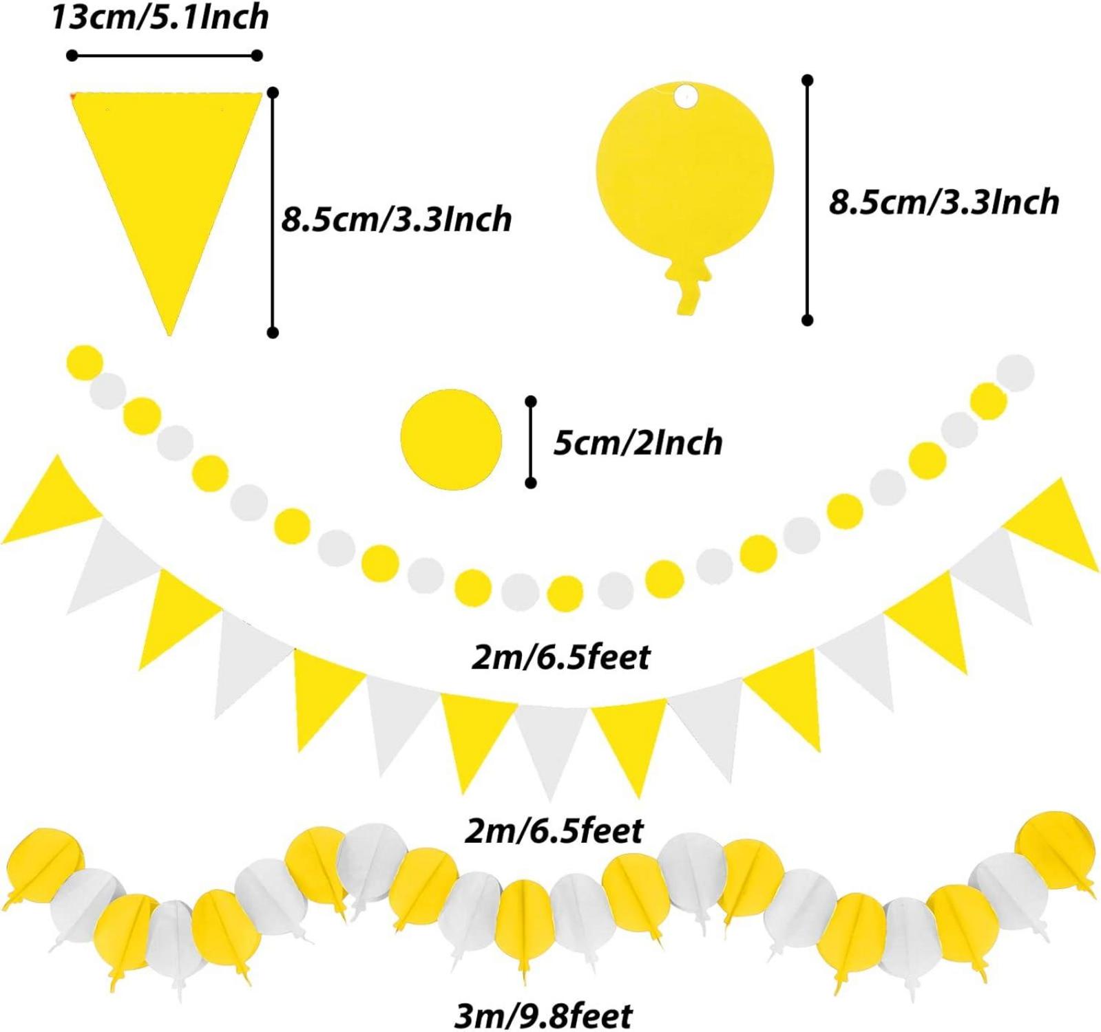 Gelbe Party Deko Set - 41 Teile Papier Pompoms Girlande Jungen Mädchen Frauen