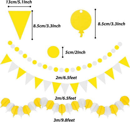 Gelbe Party Deko Set - 41 Teile Papier Pompoms Girlande Jungen Mädchen Frauen