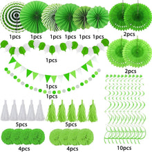 Grüne Party Deko Set, 41-teilig Pompoms Girlande Papier