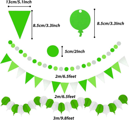 Grüne Party Deko Set 41-teilig: Pompoms, Girlande, Papierdekoration