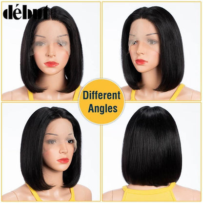 Echthaar Bob Perücke – Straight, 20-25cm, Schwarz