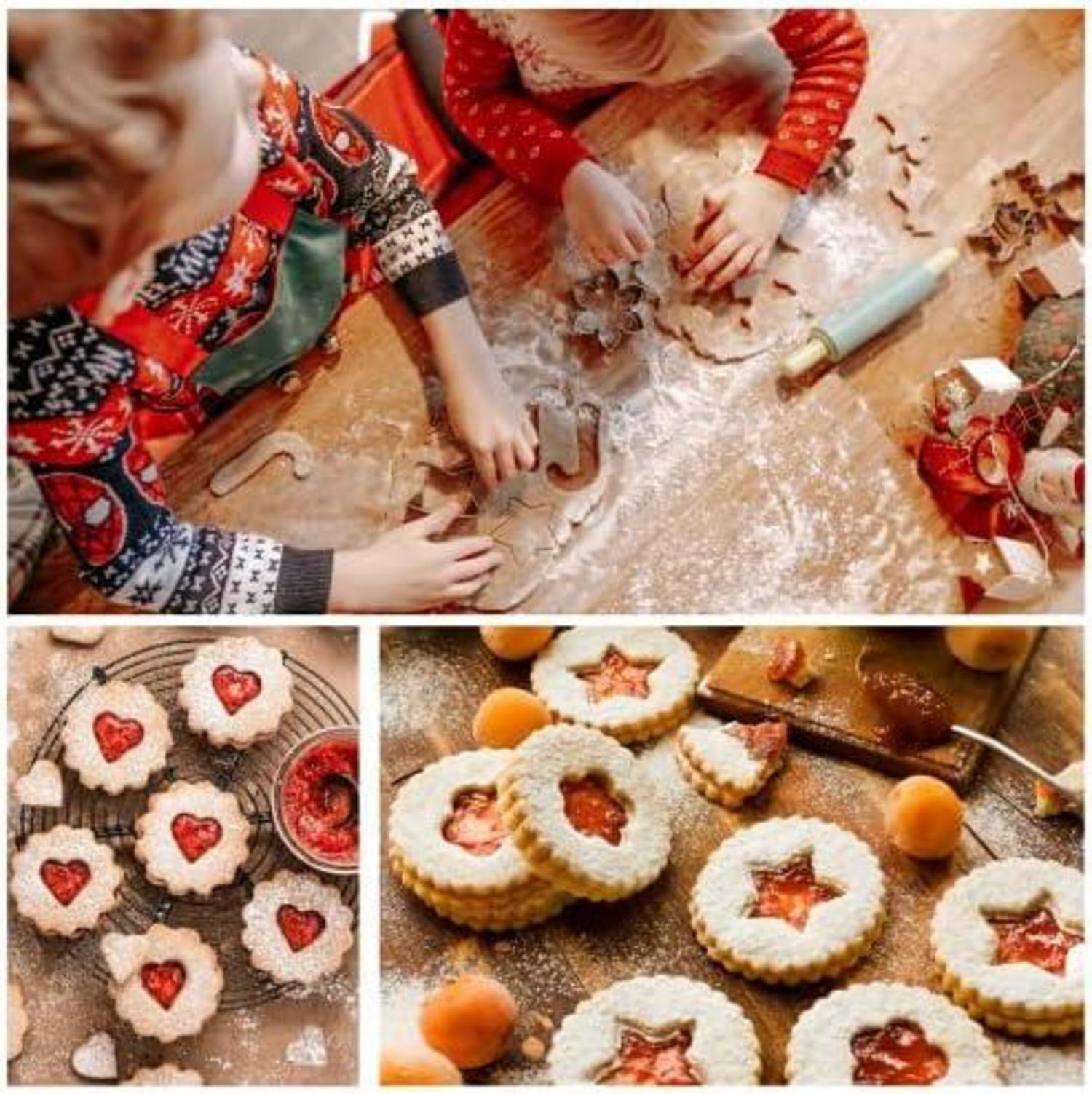 Keepaty Plätzchen Ausstecher Set - Weihnachtsausstechformen, Edelstahl Linzer Set