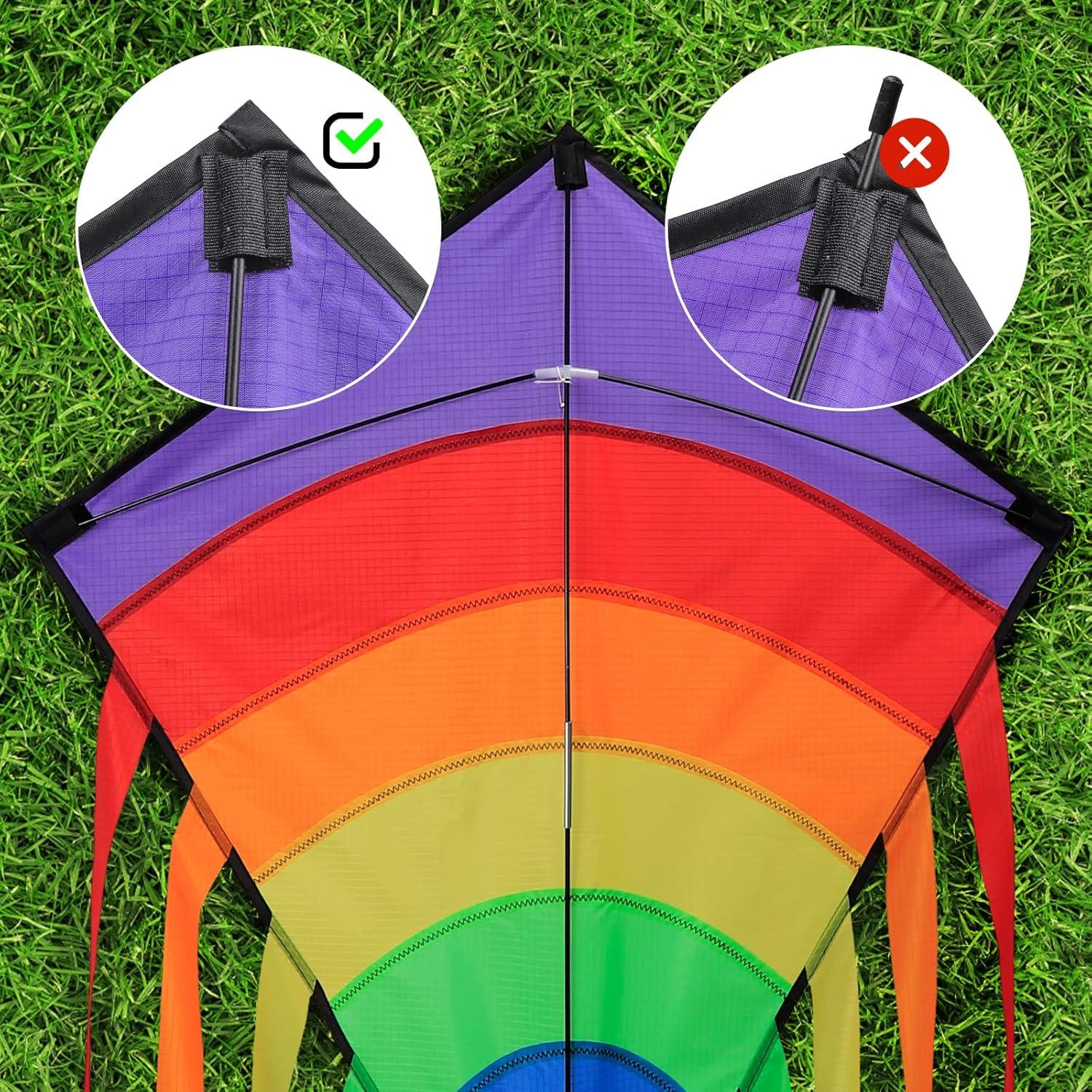 LEBEXY Einleiner Flugdrachen für Kinder und Erwachsene 73x65 cm mit 80m Drachenschnur