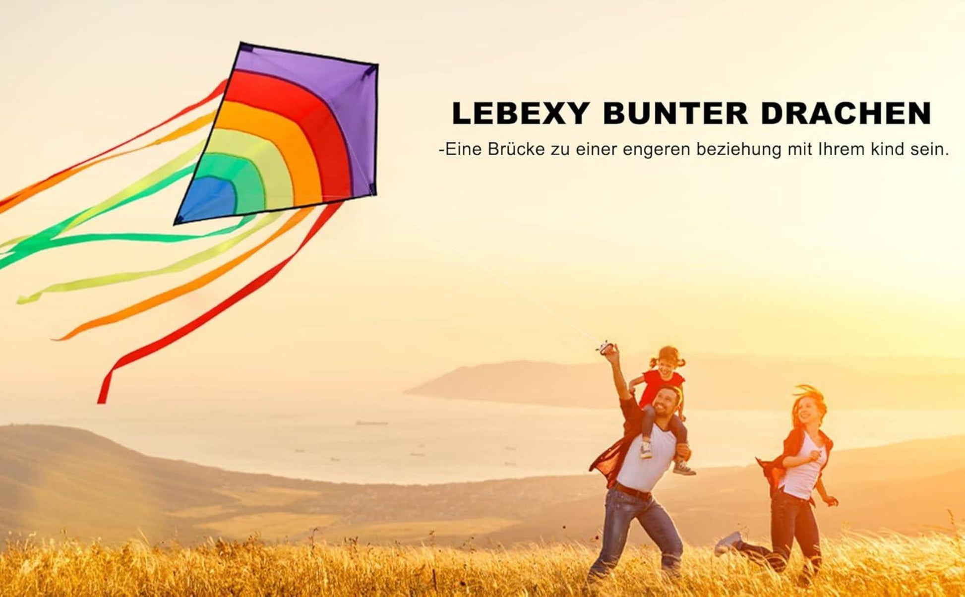 Einleiner Flugdrachen für Kinder und Erwachsene 73x65 cm Blau Bunt mit