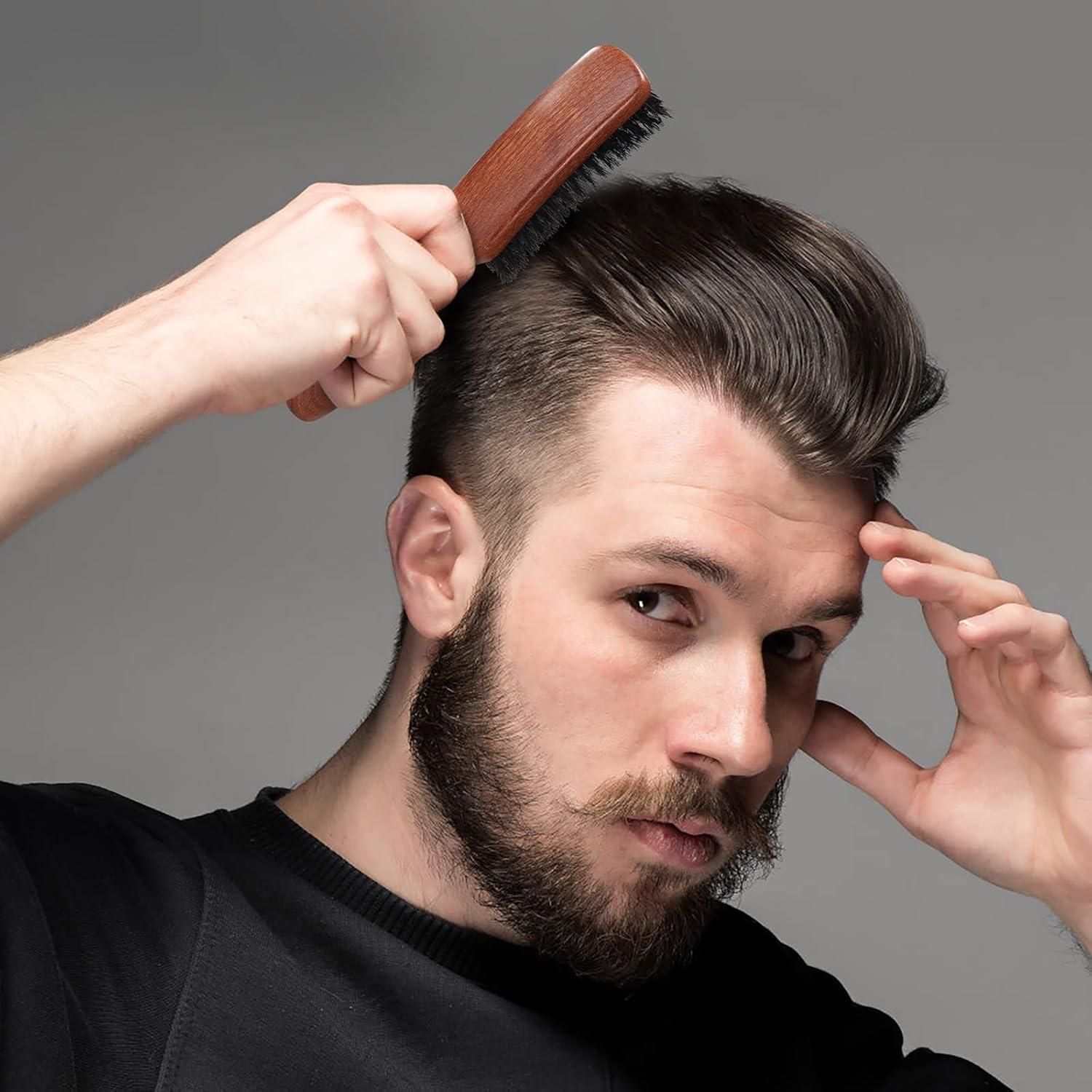 BESTOOL Haarbürste Wildschweinborsten für Damen Herren Kinder Naturborsten Bürste Walnussholz