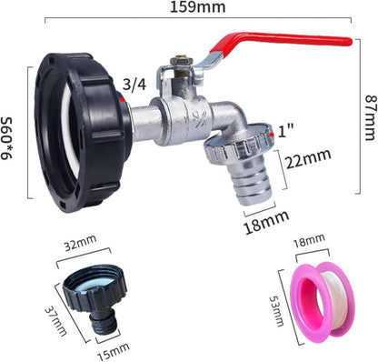 IBC Tank Auslaufhahn Regentonne Adapter 1000l Wassertank