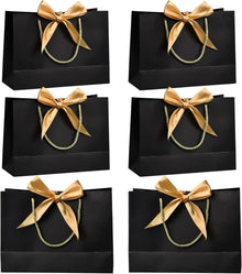 Große Geschenktüten aus Papier 6 Stück 28x20x10cm Schwarz