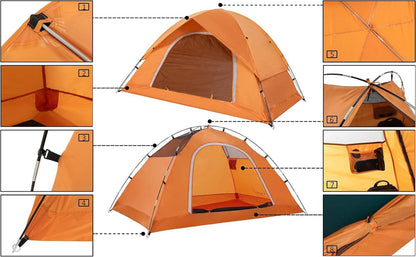 Wasserdichtes Kuppelzelt für Camping 2/4 Personen Outdoor Strand