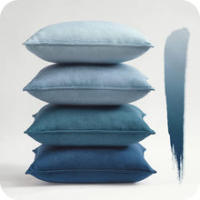 Kissenbezüge Set Samt Dekokissenhüllen Blau Farbverlauf 50x50 cm