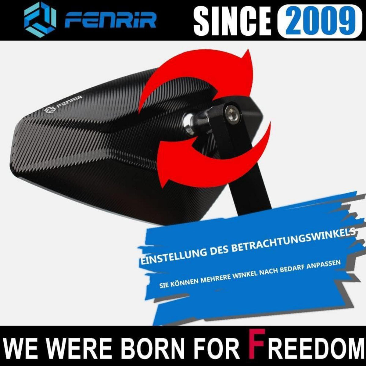 Motorrad Lenkerendenspiegel CNC schwarz, 360° drehbar