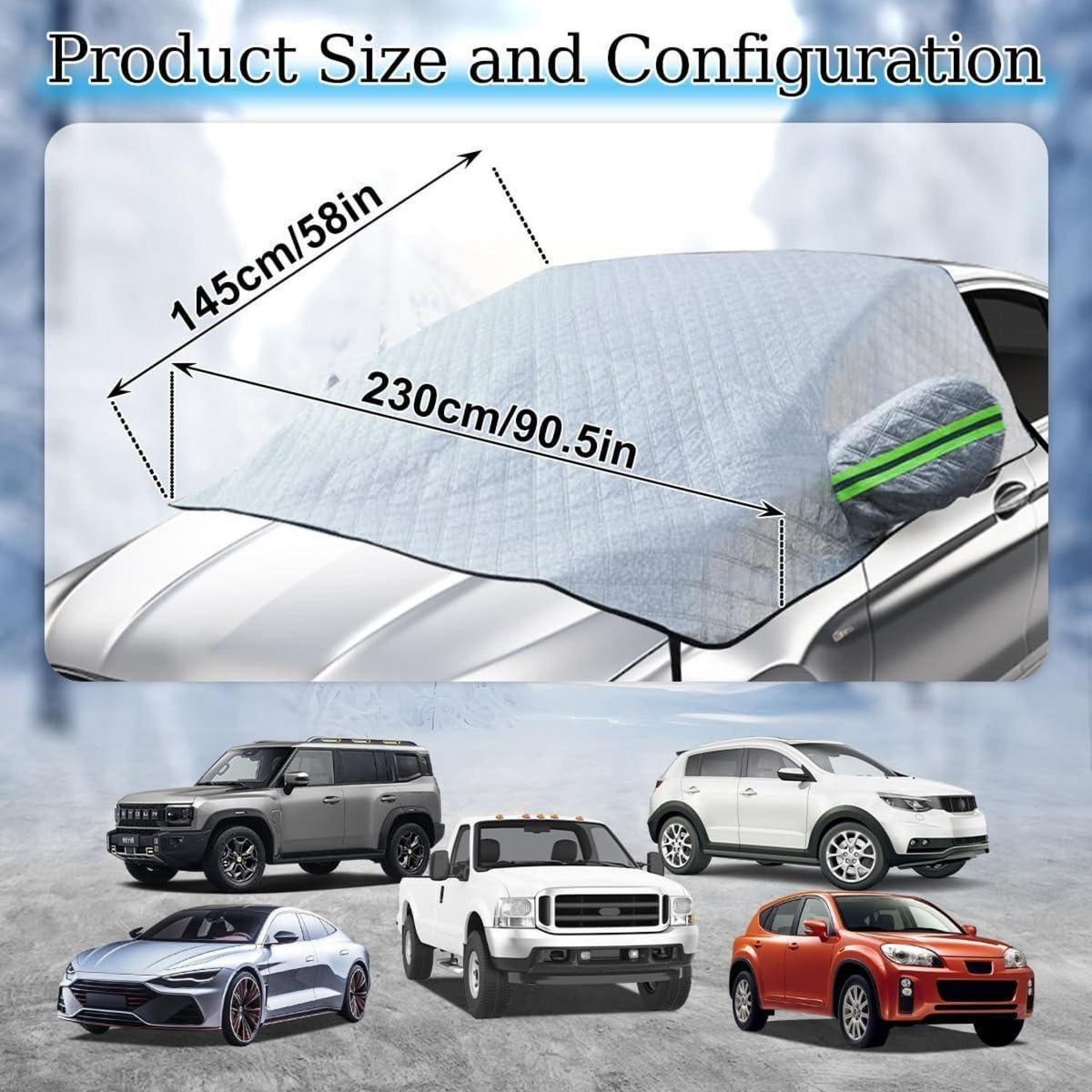 Frontscheibenabdeckung Auto Winter 230x145cm – Eisschutz & UV-Schutz