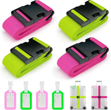 Koffergurte Verstellbare Kofferband mit Adressschild 4er Set Neonrosa
