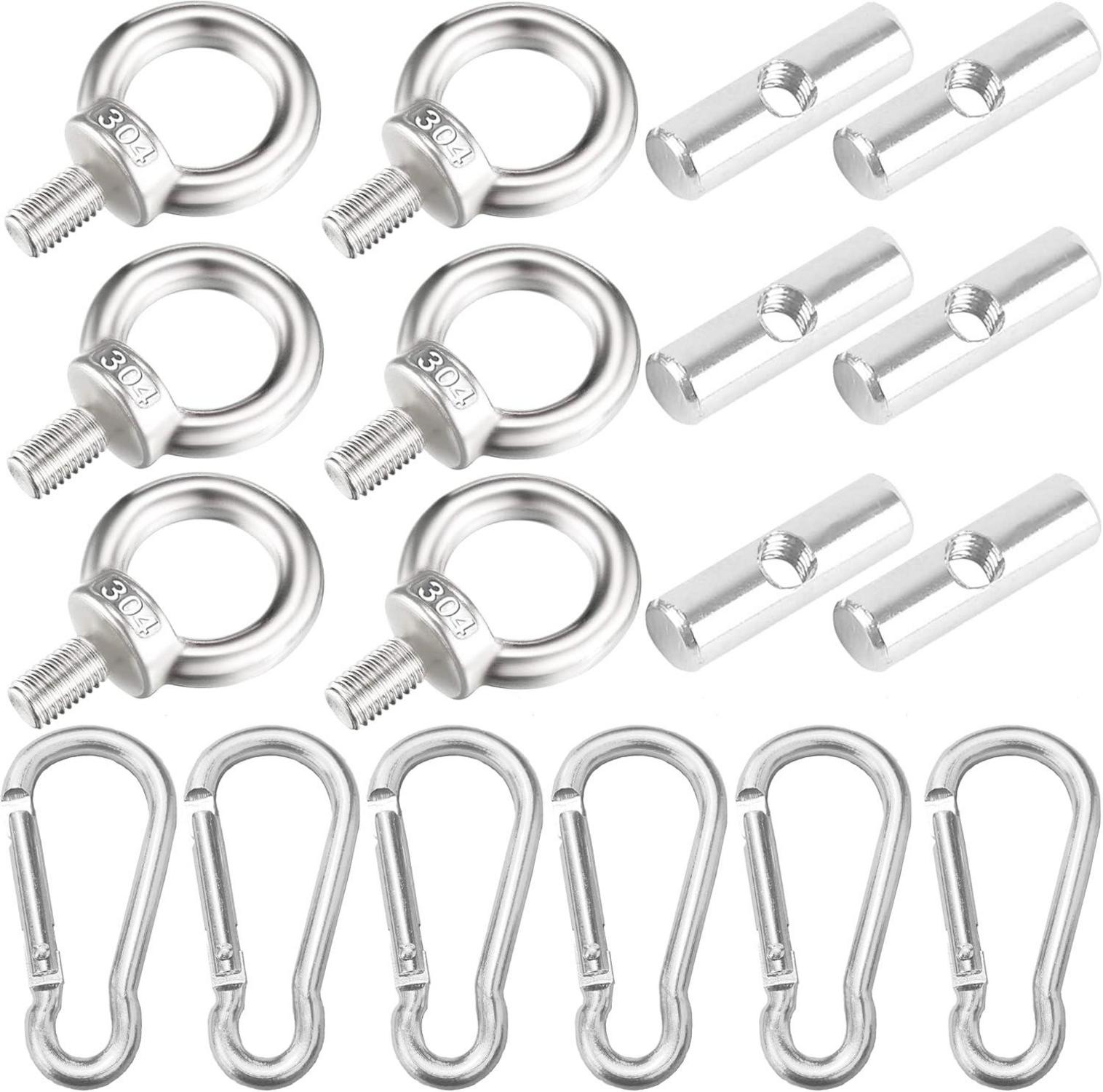 6 Stück Edelstahl Kederstopper mit Karabiner für Markisenschiene