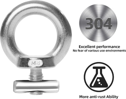 6 Stück Edelstahl Kederstopper mit Karabiner für Markisenschiene