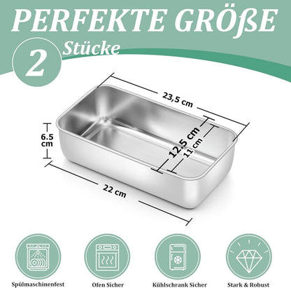 TEAMFAR Edelstahl Brotbackform 2er Set Kastenform für Kuchen