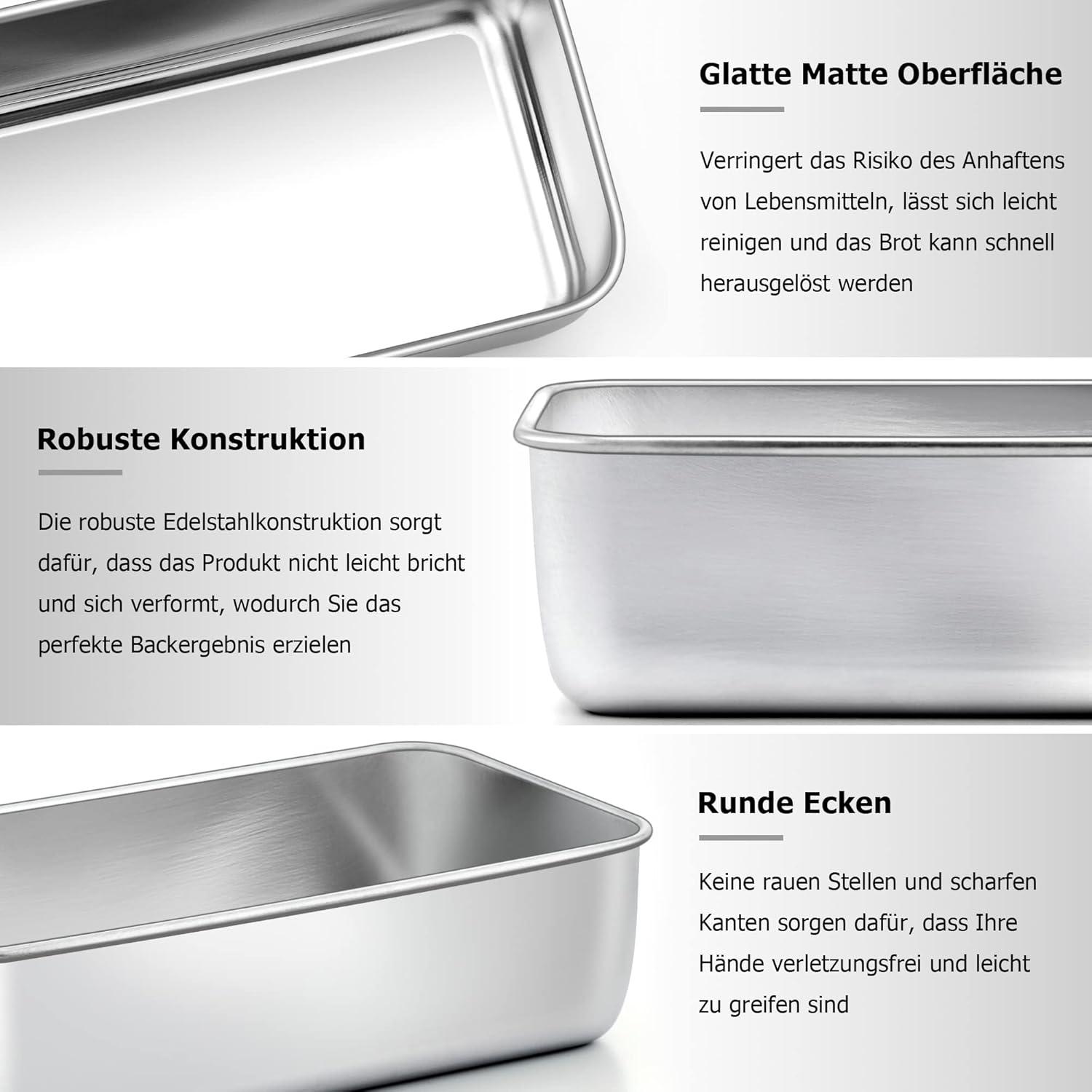 TEAMFAR Brotbackform 2er Set Edelstahl Kastenform Königskuchenform