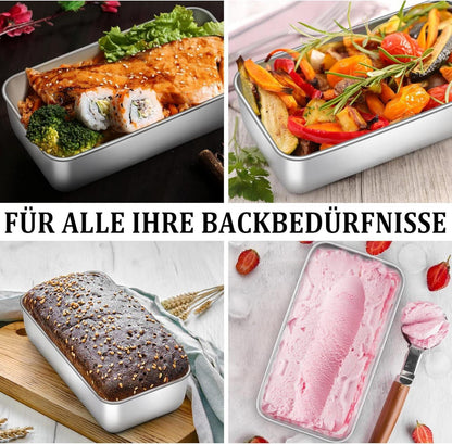 TEAMFAR Edelstahl Brotbackform Kastenform 2er Set 23,5x12,6x6cm