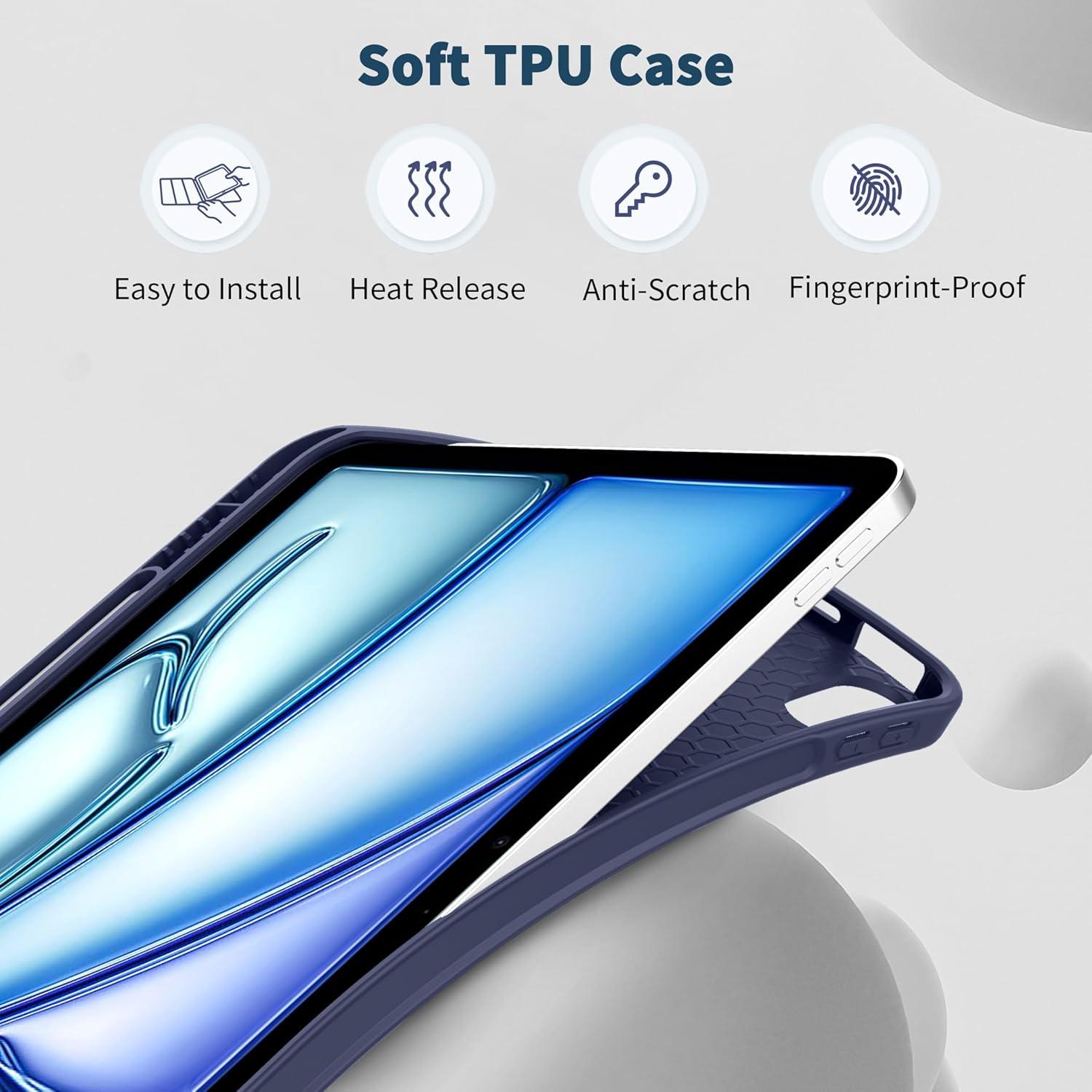 iPad Air M2 Hülle 11 Zoll Trifold Ständer Schutzhülle Blau