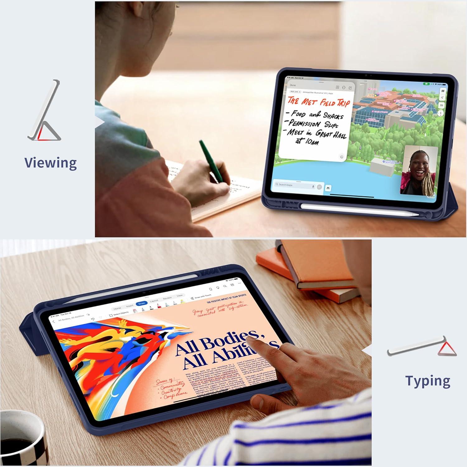 iPad Air M2 11 Zoll Hülle Blau Stifthalter Trifold Ständer TPU Schutzhülle