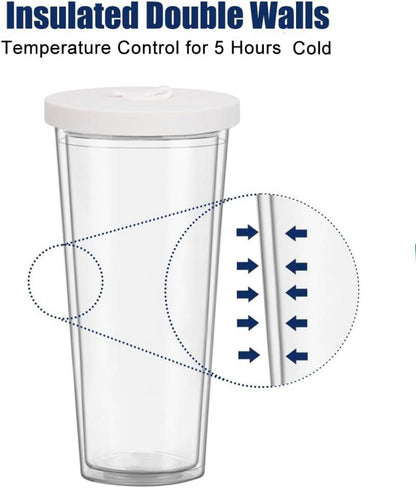 24oz Bubble Tea Becher Doppelwandig Isoliert Schwarz+Weiß Tumbler