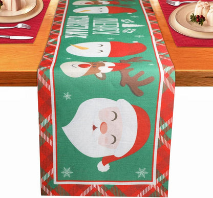 Weihnachten Tischläufer Leinen Schneemann Tischdecke 35x180 cm Green