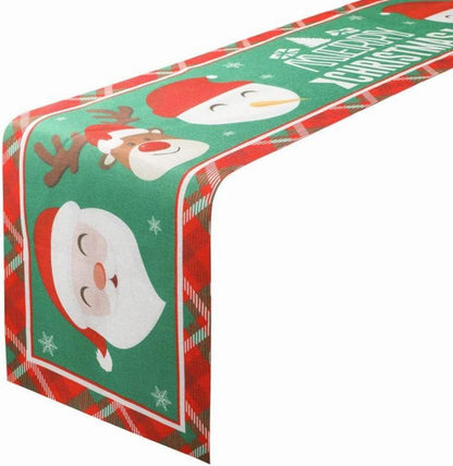 Weihnachten Tischläufer Grüner Schneemann Leinen 35x180 cm
