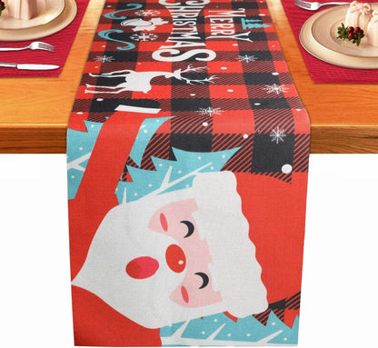 Weihnachten Tischläufer Weihnachtstischdeko Weihnachtsmann Leinen