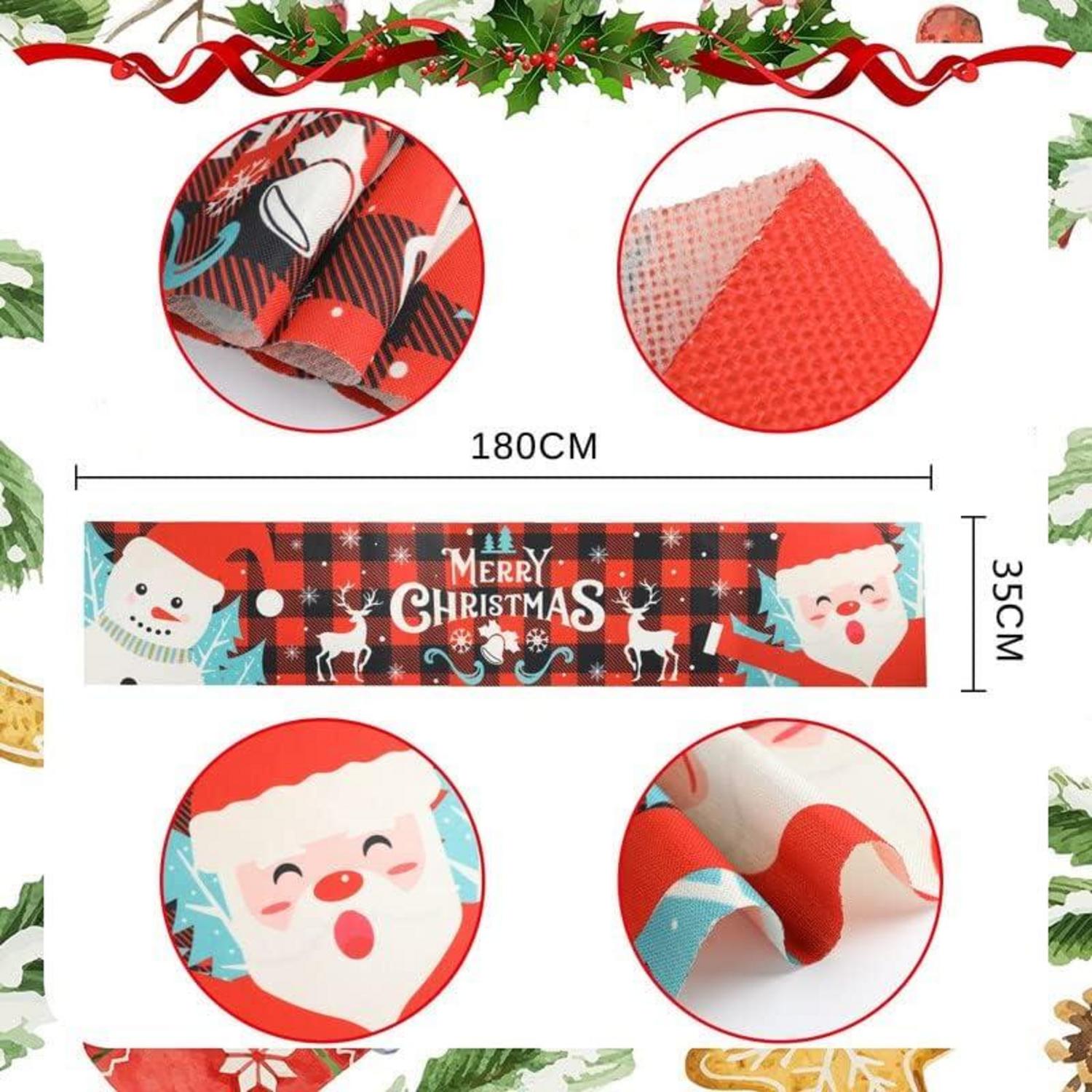 Weihnachten Tischläufer Rot Leinen Winter 35x180 cm