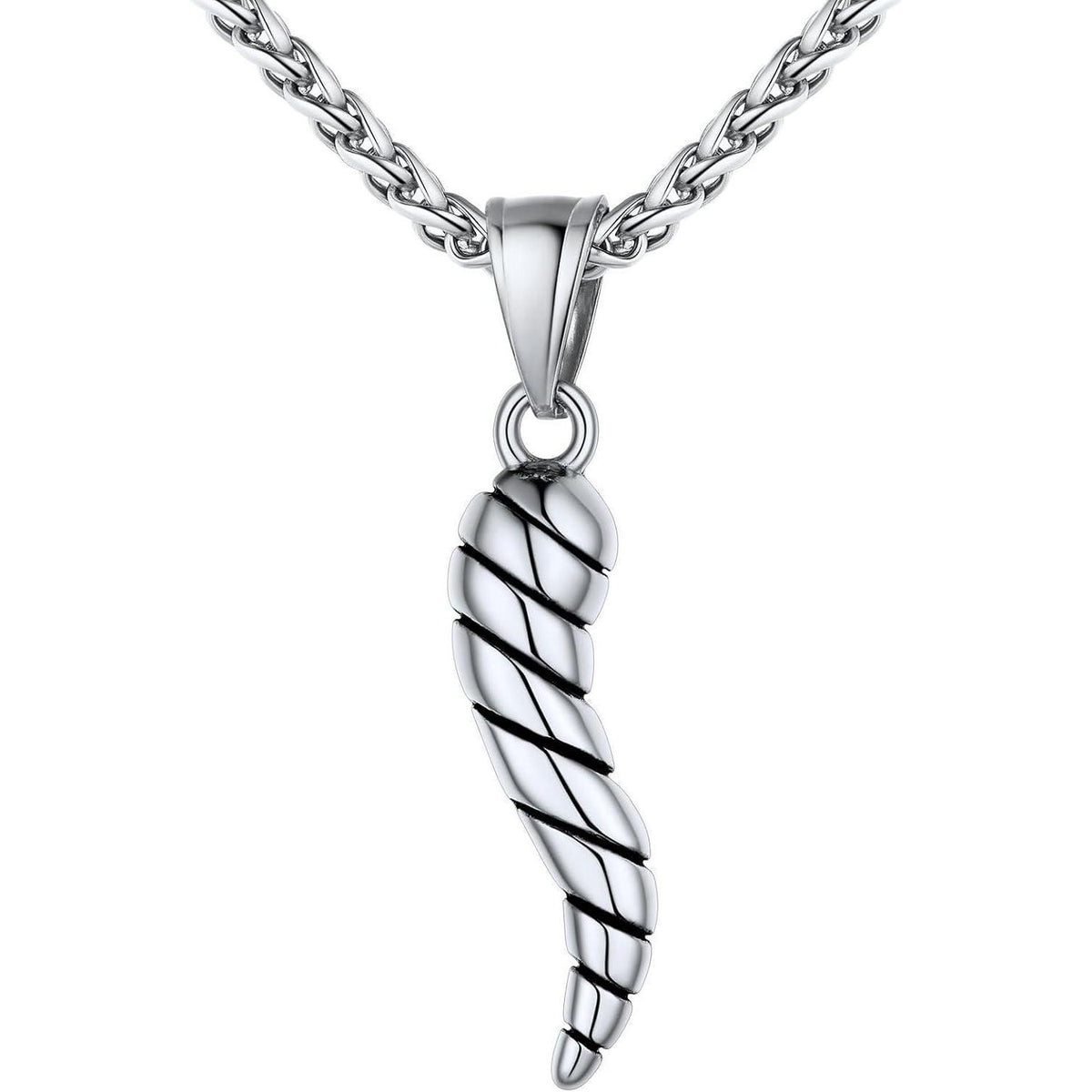 Italienisches Horn Halskette 316L Edelstahl Silber Glücksbringer Amulett
