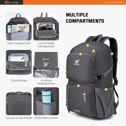 Faltbarer Rucksack 30L mit Nassfach - Wasserfest & Ultraleicht