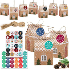 Adventskalender DIY Weihnachten 2023 Häuschen Zahlen Aufkleber Tüten