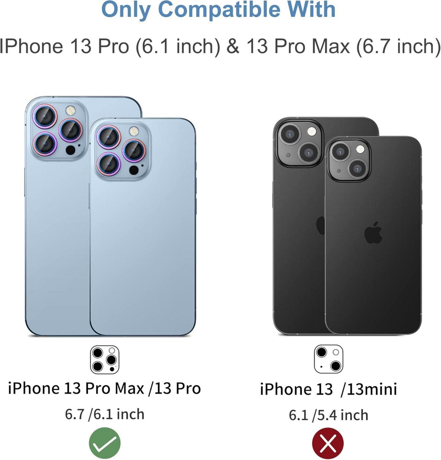 Kameraschutz iPhone 13 Pro/Max: 9H Härte Schutzfolie 3 Stück in Bunt
