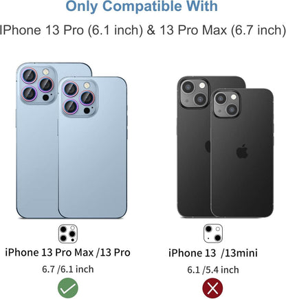 Kameraschutz iPhone 13 Pro/Max: 9H Härte Schutzfolie 3 Stück in Bunt