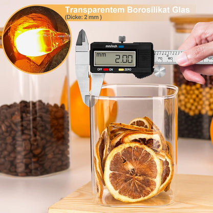 12er Set Glas Vorratsgläser mit Deckel Luftdicht Küche