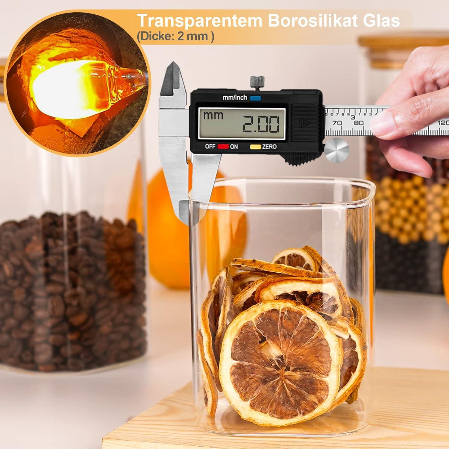 12er Set Glas Vorratsgläser mit Deckel Luftdicht Küche