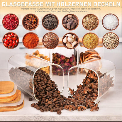 Vorratsgläser Glas mit Deckel 12er Set luftdicht stapelbar +24