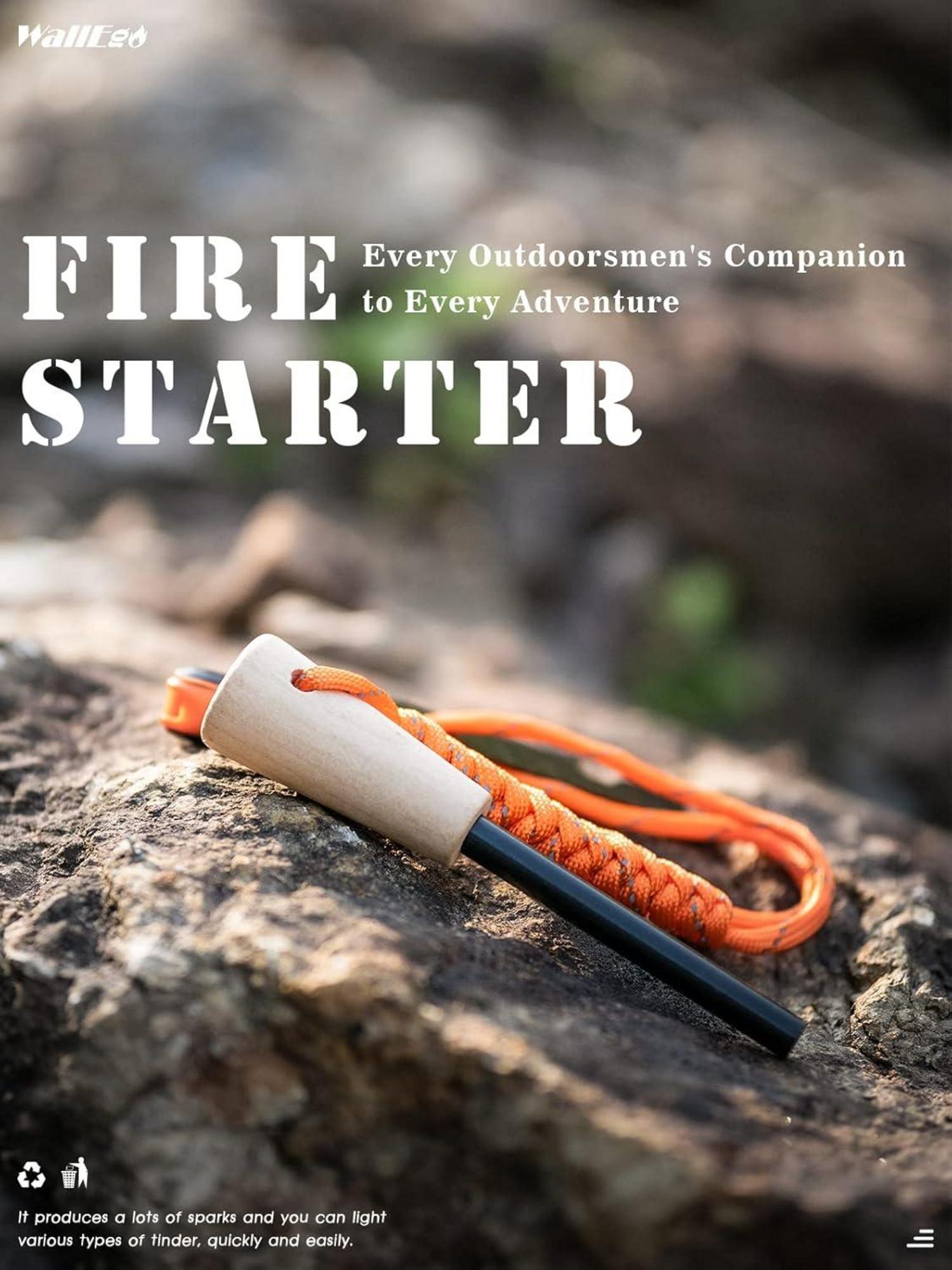 Feuerstahl Holzgriff Magnesium Feueranzünder Survival Set