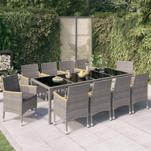 vidaXL Garten-Essgruppe Schwarz Grau 11-tlg. Poly Rattan