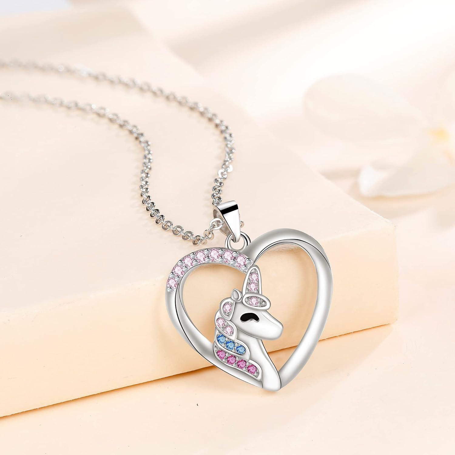 Einhorn Halskette mit Zirkonia Kristallen 925 Sterling Silber